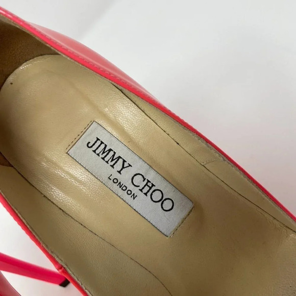 Jimmy Choo Patent Leather Romy 85 Pointed Toe Heels Pumps Hot Pink  Sz 8 - Picture 8 of 10